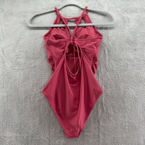 CupShe Swimsuit Women L Soft Red One Piece Halter Key Hole Padded - Picture 6 of 14